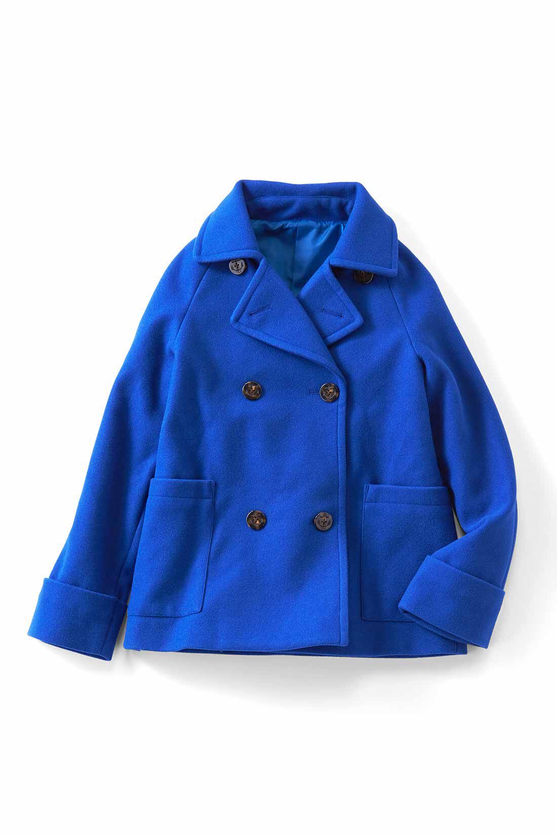 IEDIT[イディット] 着映えカラーのショート丈こなれPコート〈ブルー 