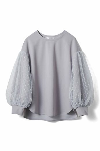 IEDIT | 袖チュール重ねトップス〈グレー〉ＩＥ