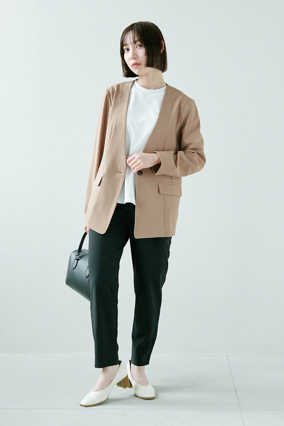 IEDIT［イディット］|IEDIT[イディット]　UVカット・接触冷感・撥水（はっすい）加工がうれしい エアノビ涼やかきれい見えテーパードパンツ|モデル身長：150cm　着用サイズ：SP