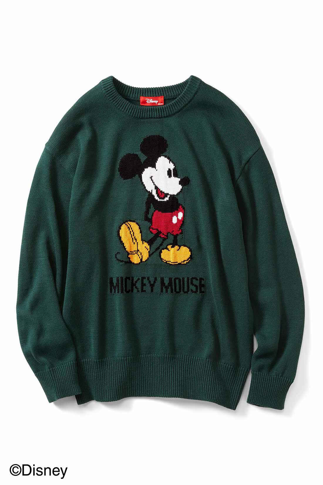 IEDIT|IEDIT[イディット]　Disney「ミッキーマウス」ジャカードニット〈グリーン〉|〈グリーン〉