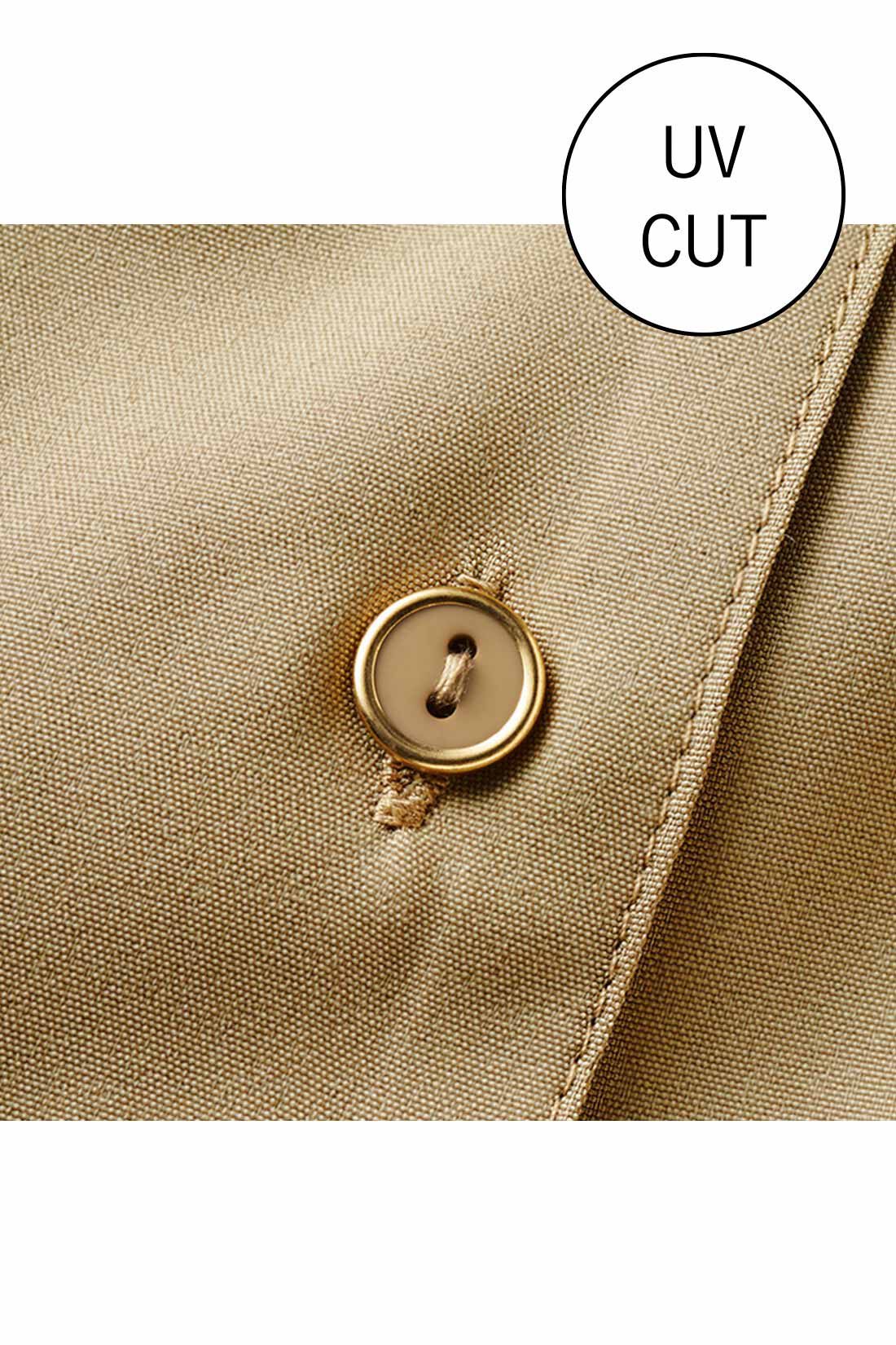 IEDIT|IEDIT[イディット]　一枚で好印象に着映える きれい見えワンピース〈チャコールブラック〉|しわになりにくく、洗濯機でお手入れ簡単なきれい見え素材。ゴールドの縁飾りボタンがアクセント。
