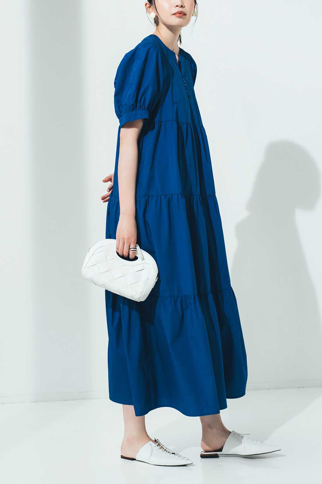 ZARA リネン チェック バックオープンワンピース　パフスリーブ