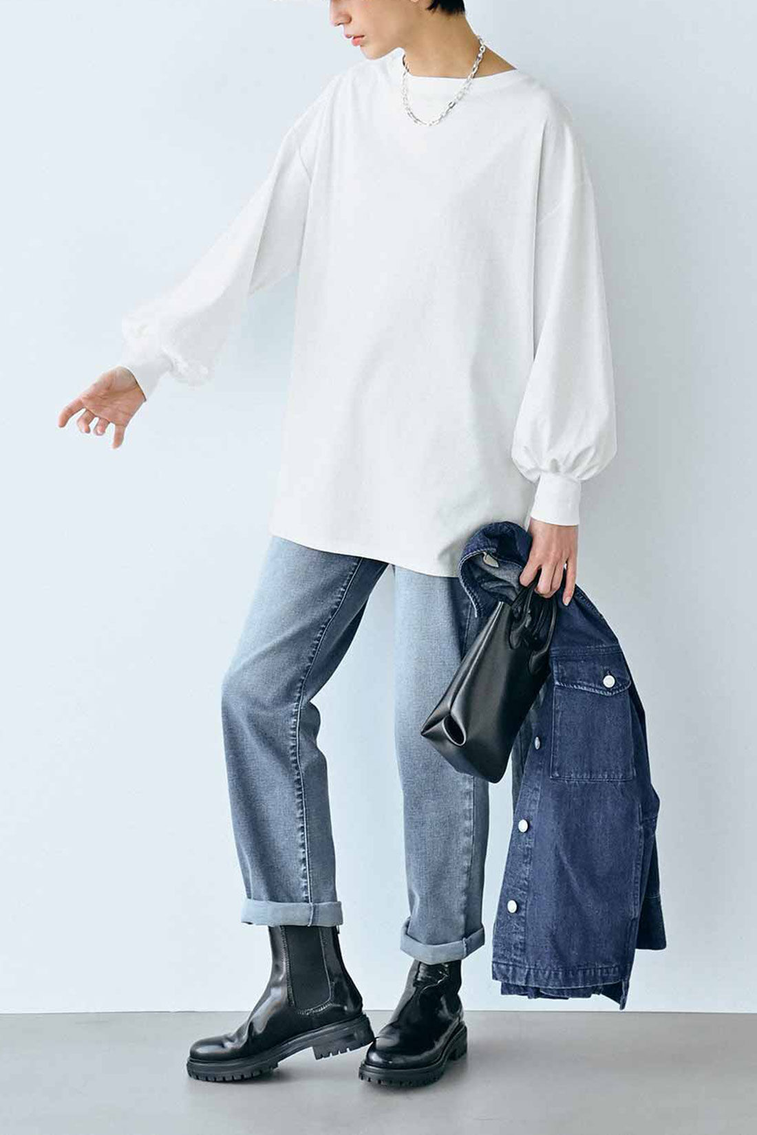 IEDIT|IEDIT[イディット]　福田麻琴さんコラボ 大人が一枚で着こなしやすいロングTシャツ〈オフホワイト〉