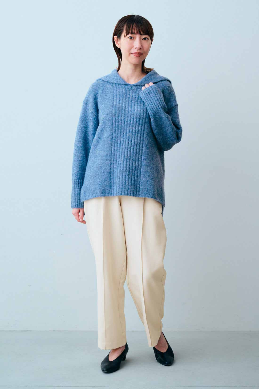 IEDIT|撥水加工 美脚 セミワイド パンツ 〈アイボリーホワイト〉のコーディネート