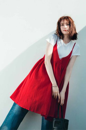 IEDIT［イディット］ | きくちあつこさん コラボ 楊柳 コットン キャミチュニック 〈レッド〉
