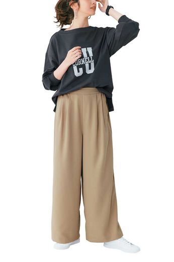 IEDIT［イディット］ | タック ワイド パンツ〈ベージュ〉