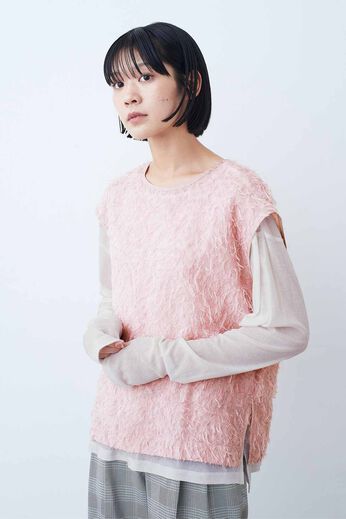 IEDIT［イディット］ | レイヤード シアーシャギー ベスト〈ピンク〉