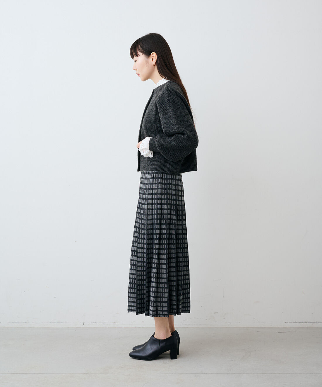 IEDIT［イディット］|IEDIT[イディット]　タイルワッフル編みのメタルボタンカーディガン