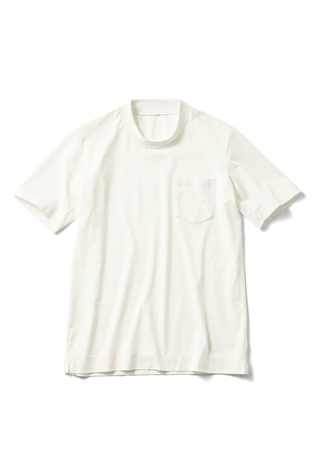 IEDIT|IEDIT[イディット] ジャケットインのためのシャツの代わりに着てほしい 美ノビ素材のメンズクルーネックプルオーバートップス〈オフホワイト〉