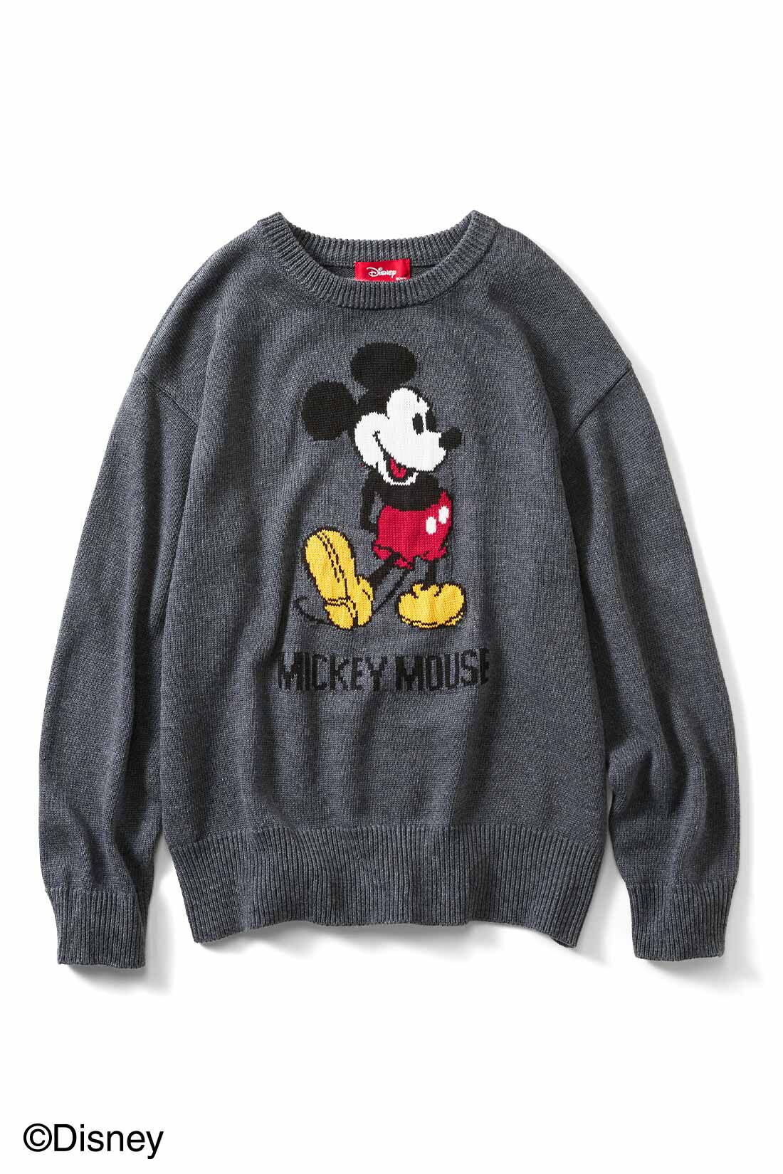 【25％OFF】 IEDIT[イディット] Disney「ミッキーマウス」ジャカードニット トップス