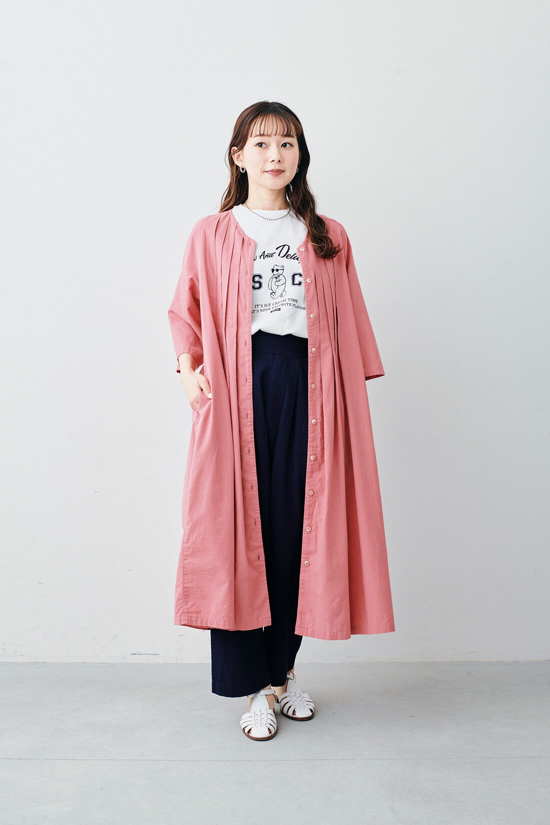 Sunny clouds［サニークラウズ］|サニークラウズ アイス好きなTシャツの会〈レディース〉|モデル身長：161cm　着用サイズ：M