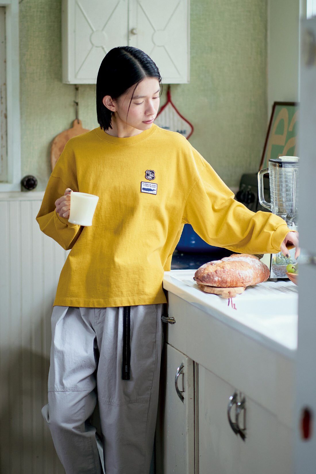 Sunny clouds|【初回お試しキャンペーン】サニークラウズ ワッペンTシャツの会〈レディース〉|身長162cm/ワンピースMサイズ/ボトムスMサイズ