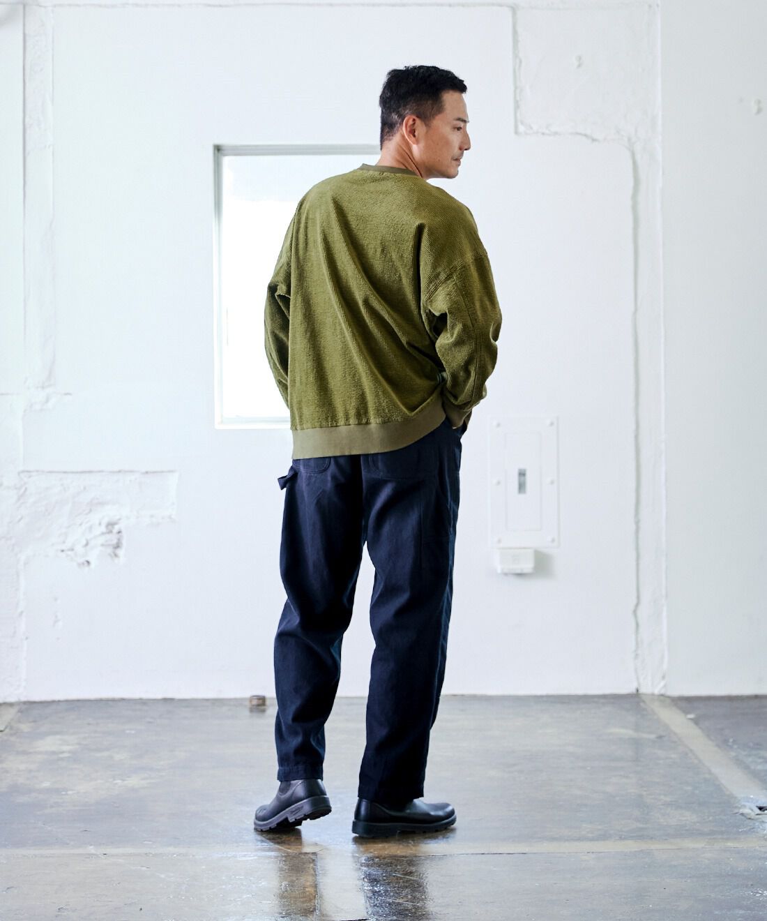 Sunny clouds［サニークラウズ］|サニークラウズ　ストレッチコールのトレーナー〈メンズ〉抹茶