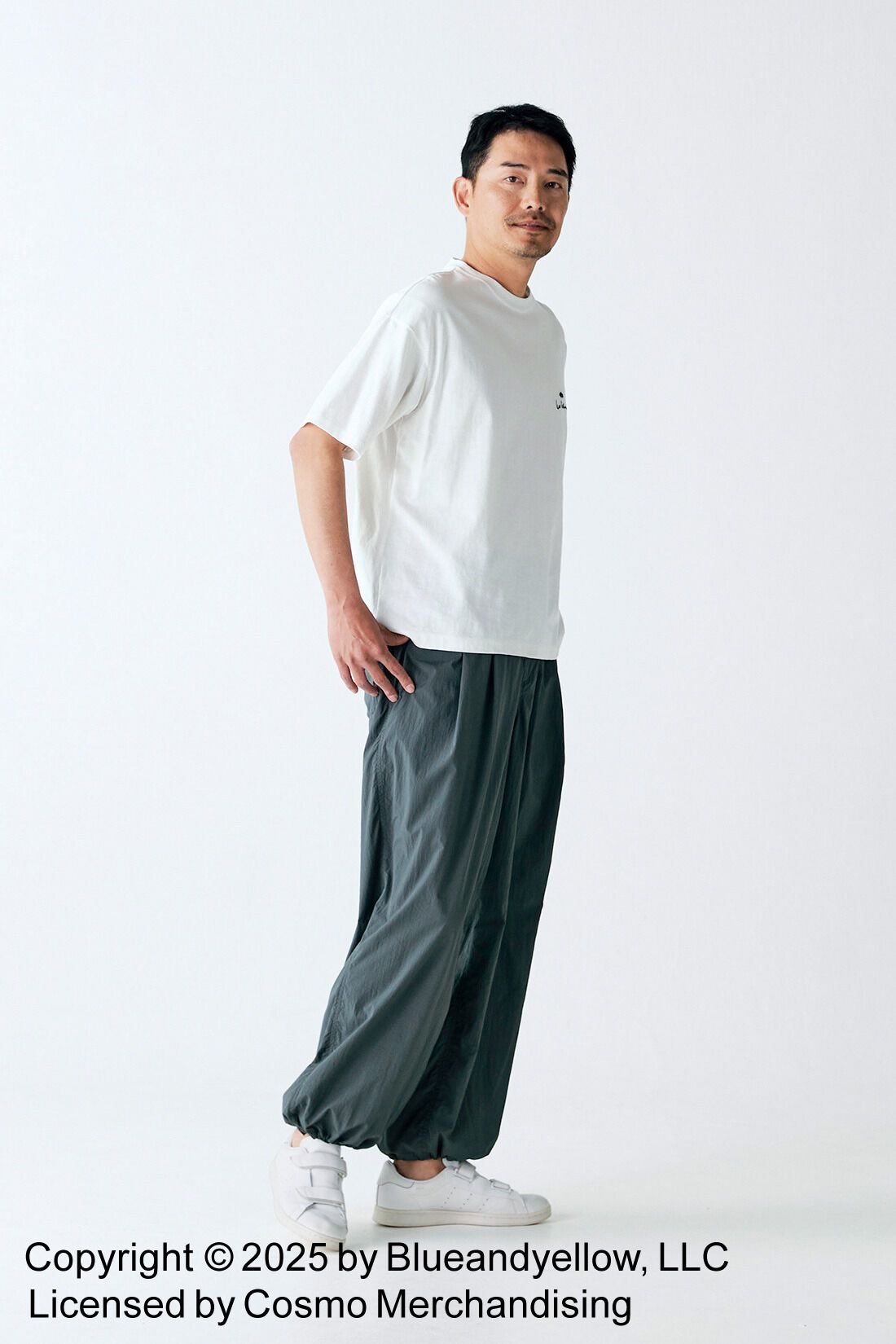 Sunny clouds|サニークラウズ　feat. Swimmy 　スイミーTシャツ〈メンズ〉白|身長184cm/トップスLサイズ/ボトムスLサイズ