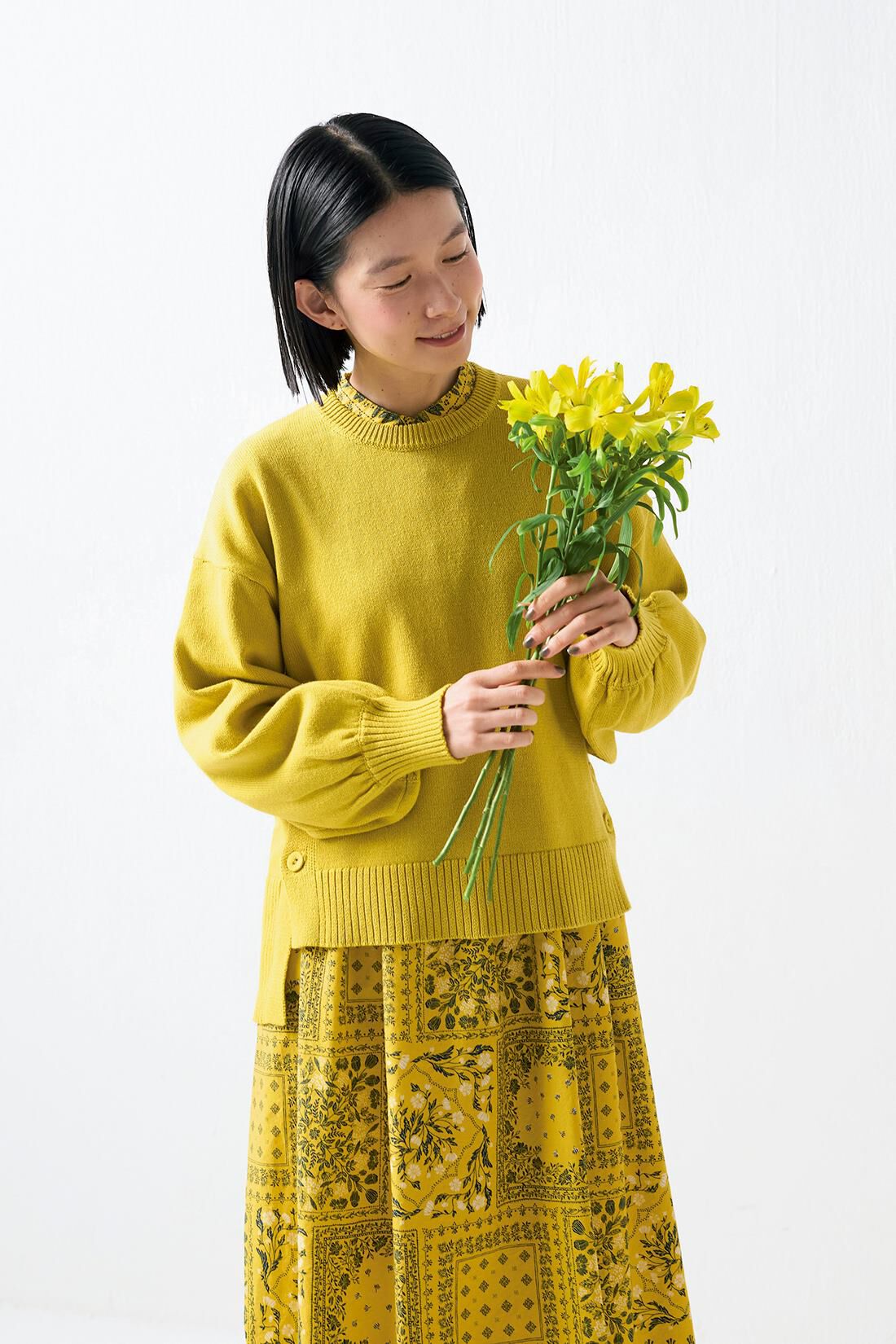 配色スカラの花柄ワンピース