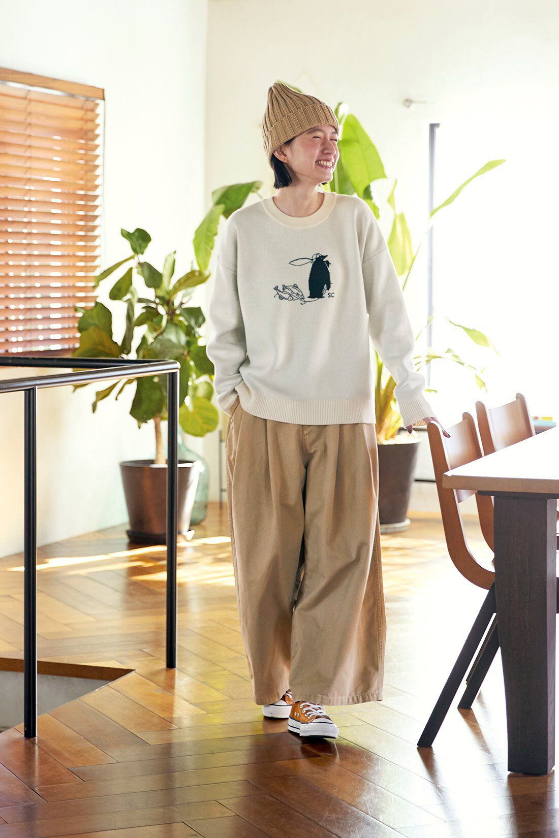 Sunny clouds|サニークラウズ フィッシャーペンギンセーター〈レディース〉|身長162cm/トップスMサイズ/ボトムスMサイズ