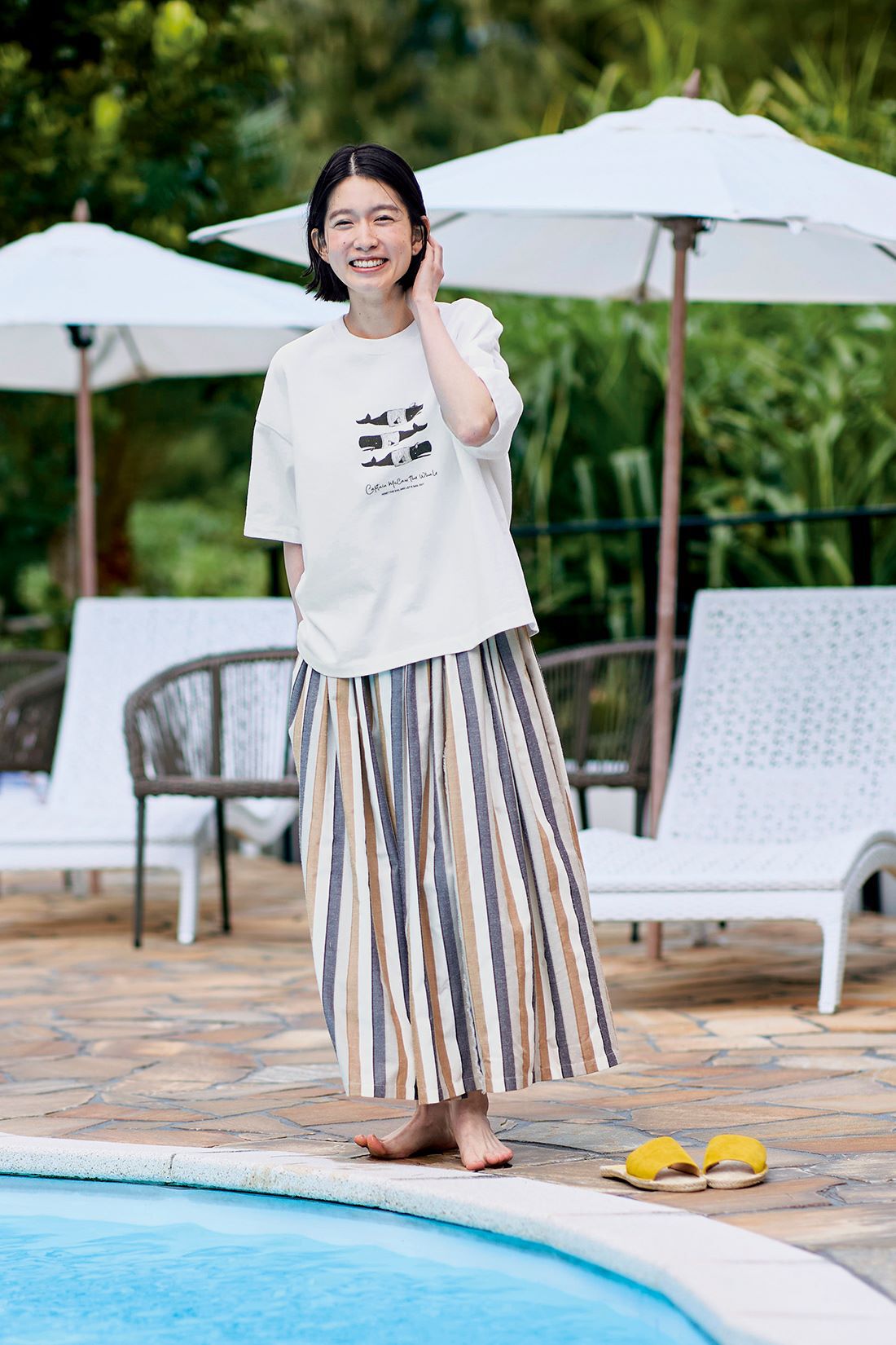 Sunny clouds［サニークラウズ］|サニークラウズ　くじらの船長Tシャツ〈レディース〉|身長162cm/トップスMサイズ/ボトムスMサイズ