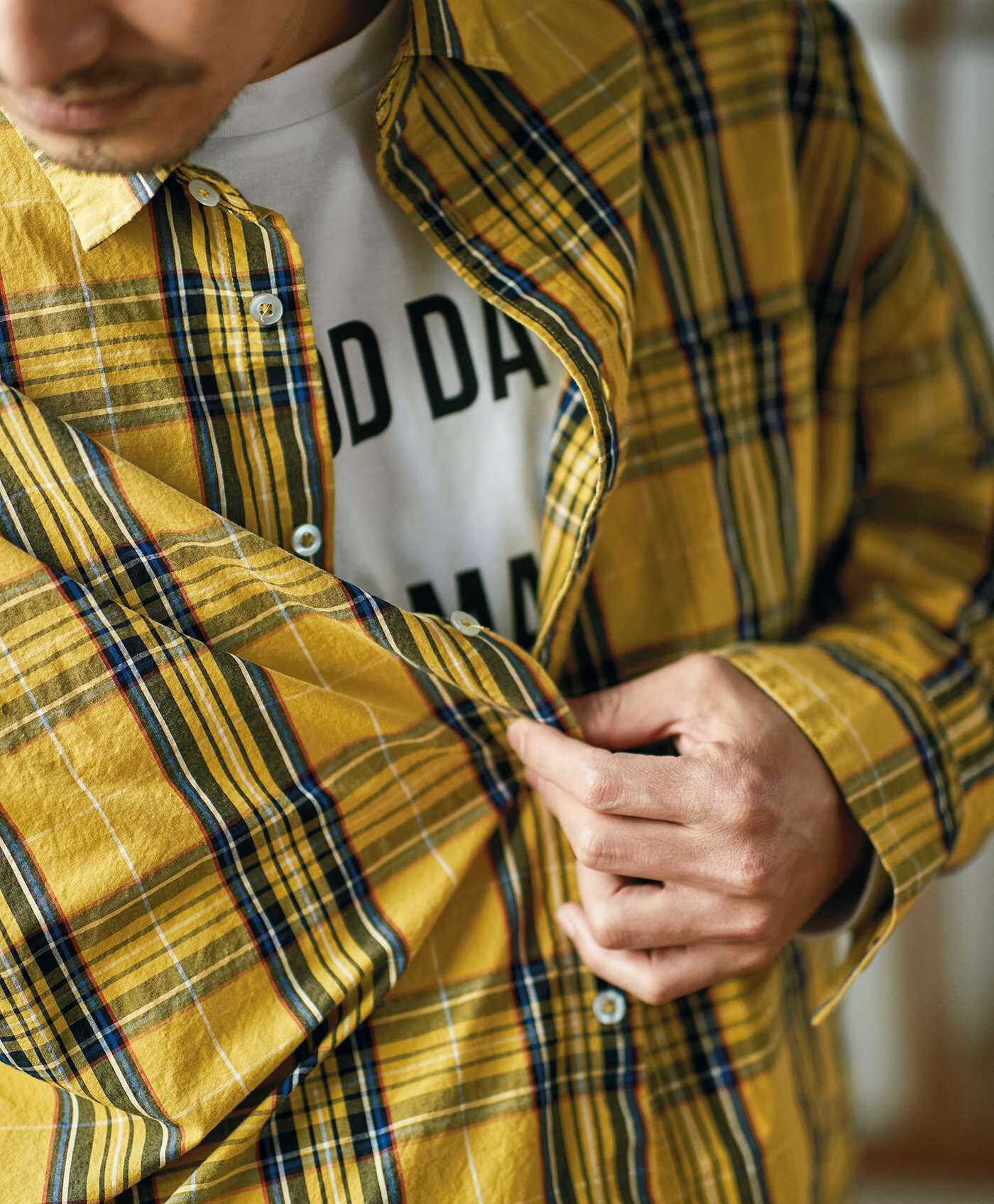 サニークラウズ|サニークラウズ タータンチェックのドデカいシャツ〈メンズ〉黄色