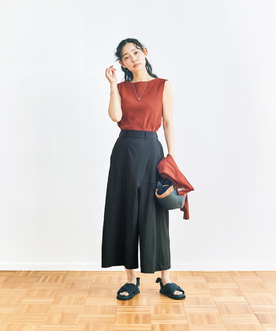 and myera|and myera 巻き風キュロパン〈黒〉