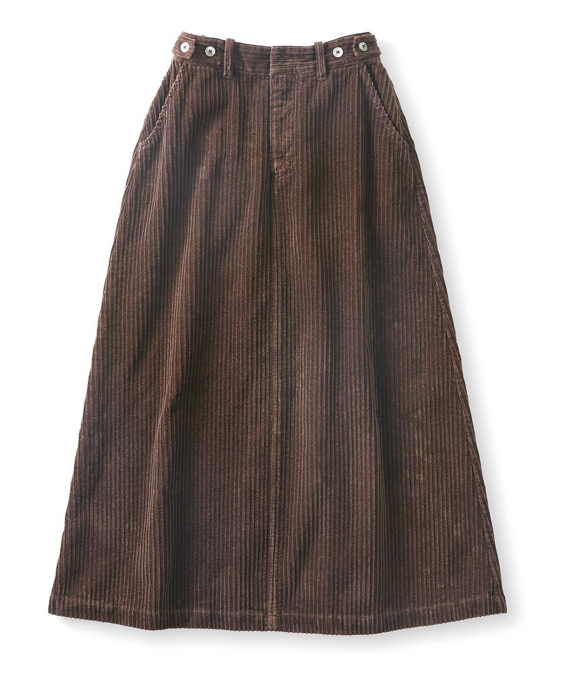 and myera|and myera マルチコールの台形スカート〈茶〉