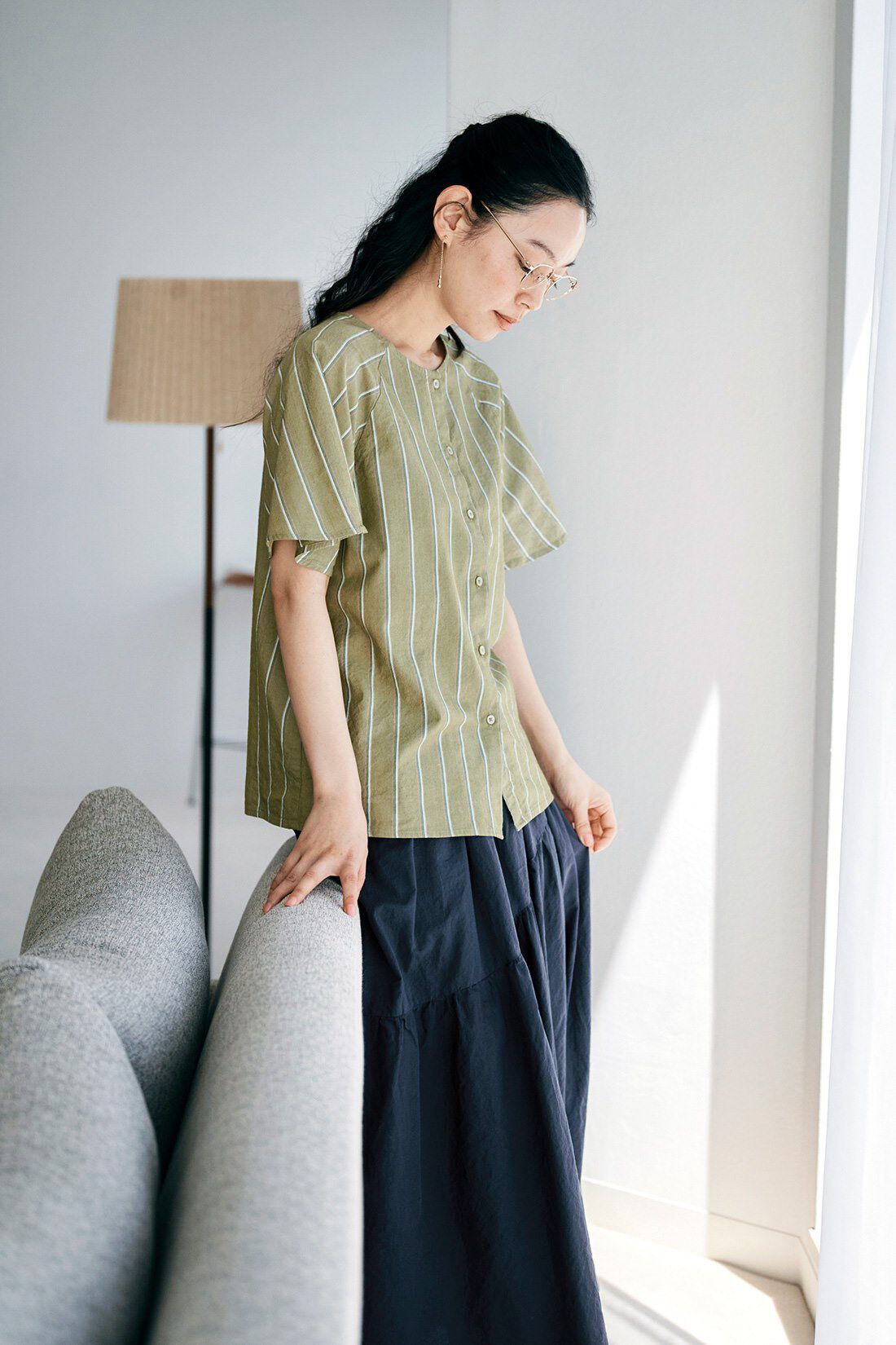 and myera［アンドマイラ］|and myera ストライプなラグランシャツの会