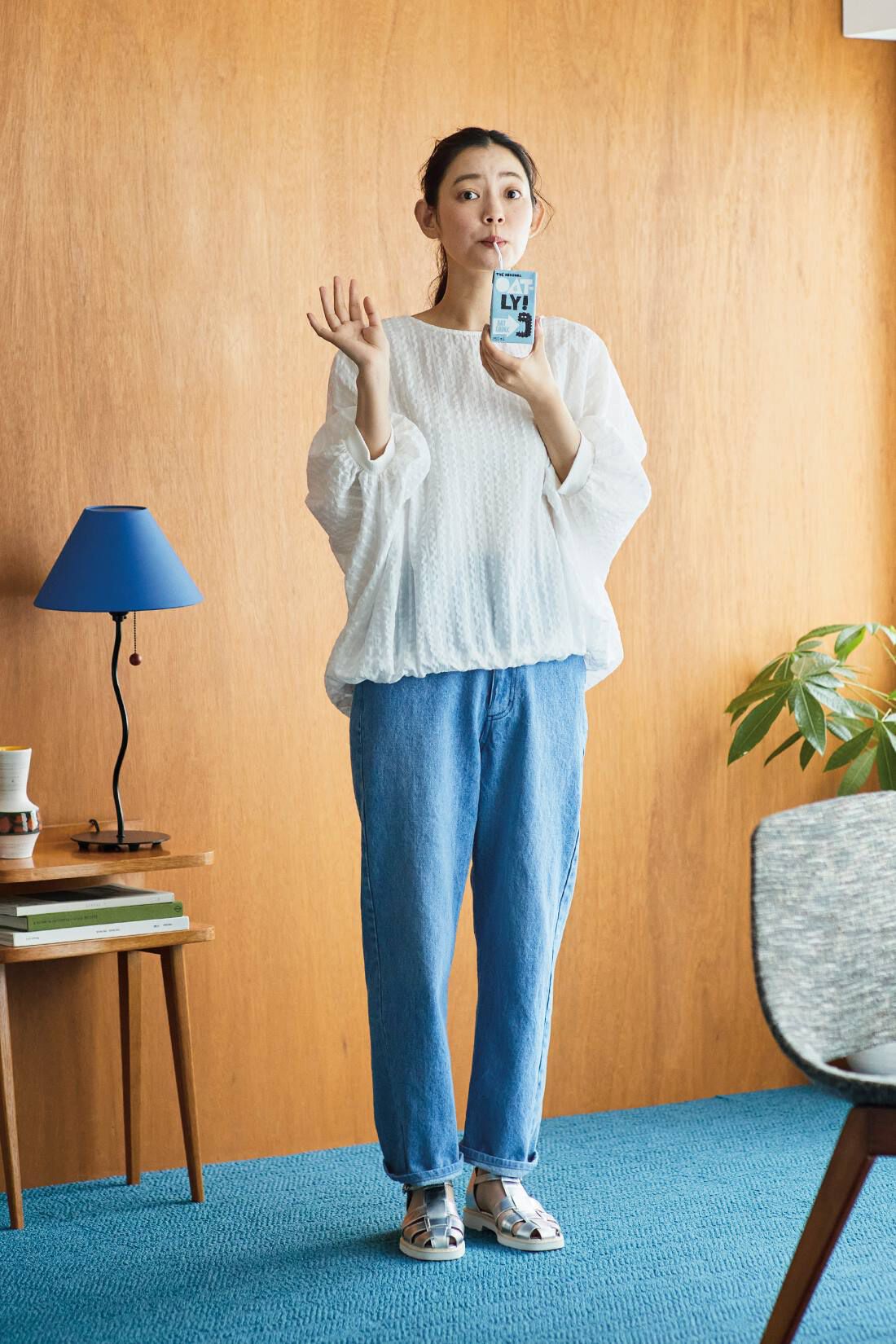 and myera|ａｎｄ　ｍｙｅｒａ　シャドーストライプのワイドトップス