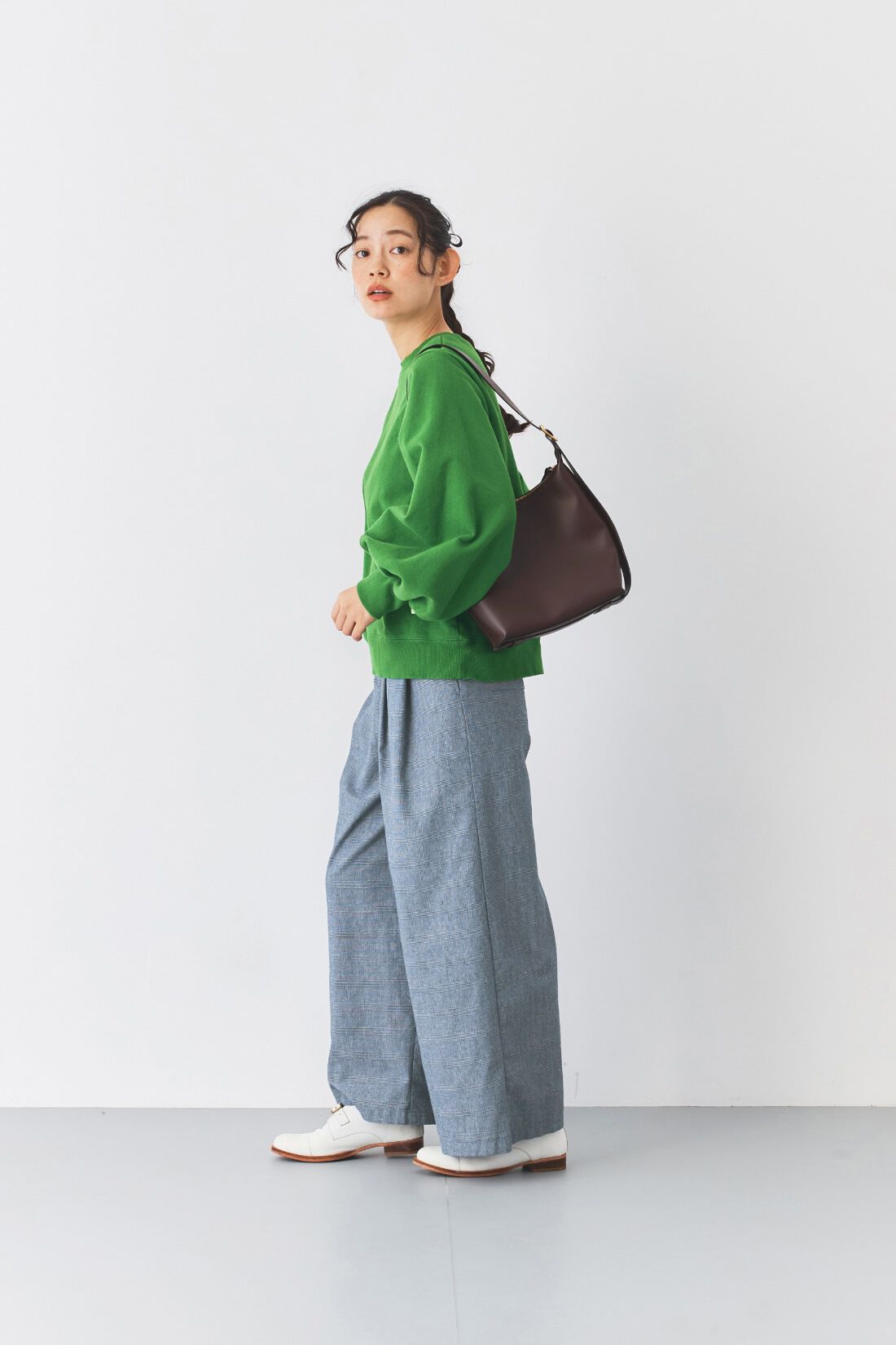 and myera|and myera 青いグレンチェックパンツ