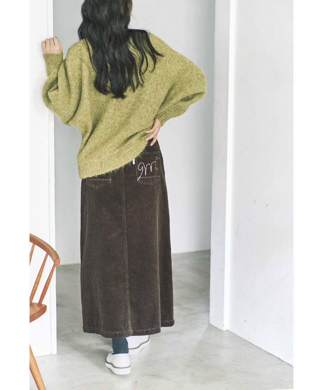 and myera|and myera マルチコールの台形スカート〈茶〉