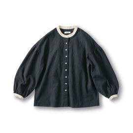 and myera | ａｎｄ　ｍｙｅｒａ綿麻のクレリックブラウス〈黒〉