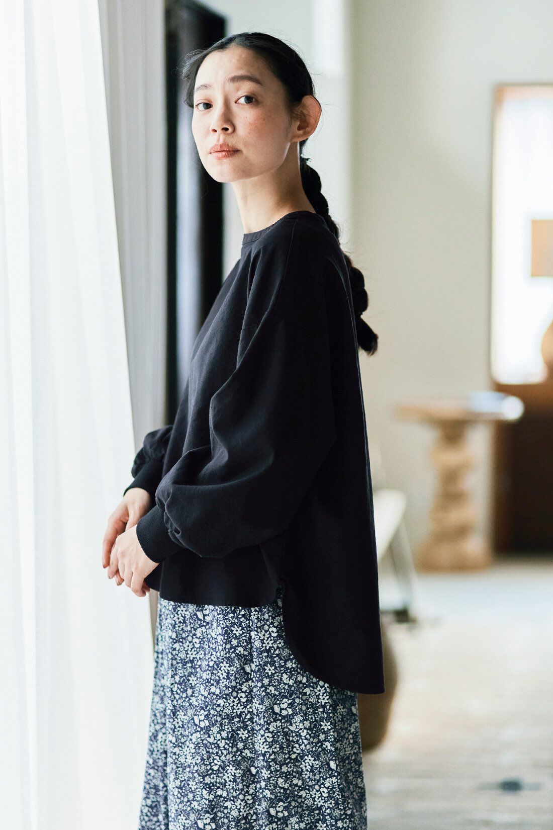 and myera［アンドマイラ］|and myera 布はくの長袖Tトップスの会