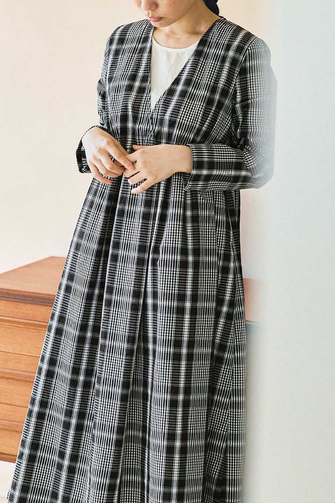and myera［アンドマイラ］|ａｎｄ　ｍｙｅｒａ　カシュクールのようなチェックワンピース