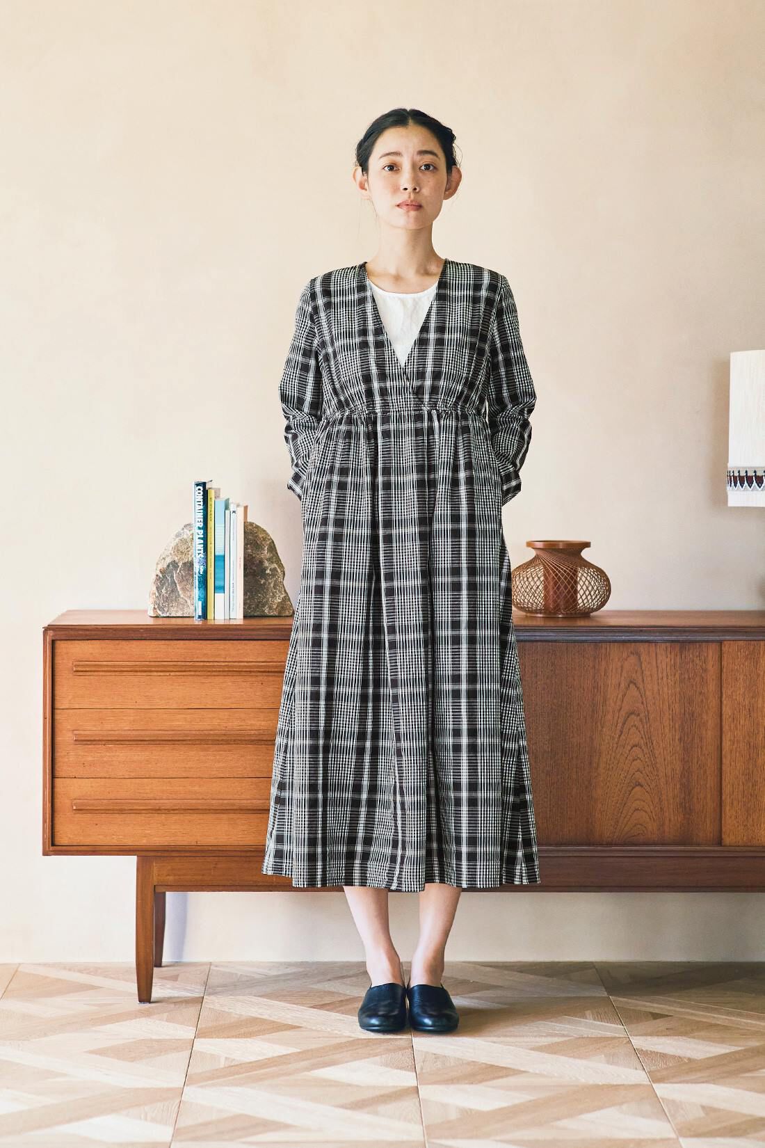 and myera［アンドマイラ］|and myera カシュクールのようなチェックワンピース