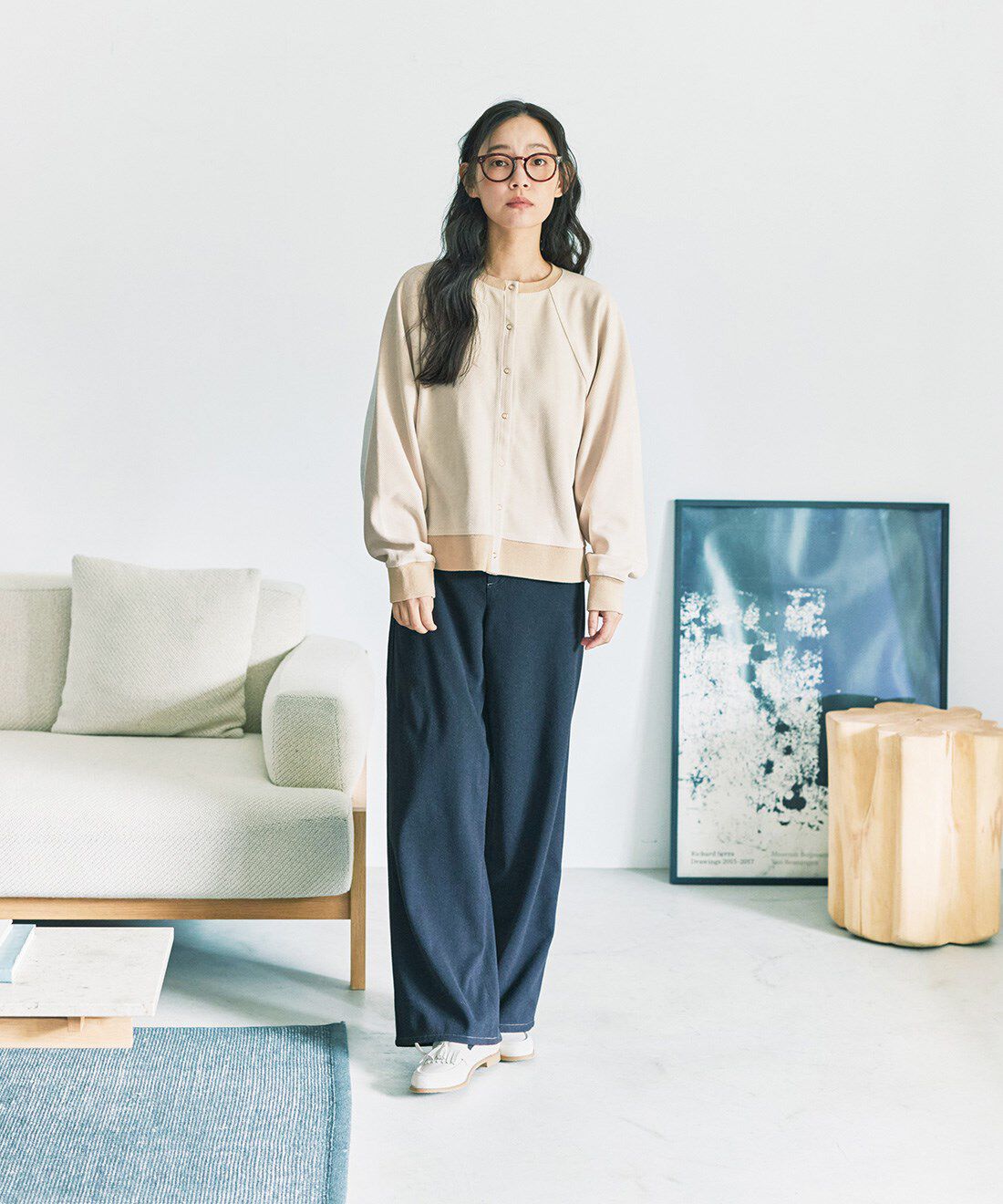 and myera|カットソー スナップボタン カーディガン ホワイトのコーディネート