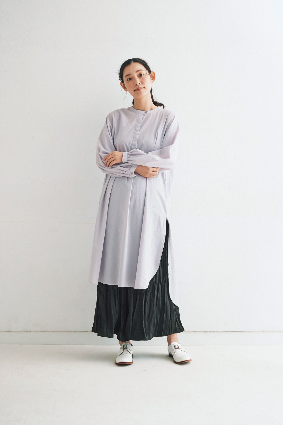 and myera 比翼仕立てのワンピチュニック｜and myera
