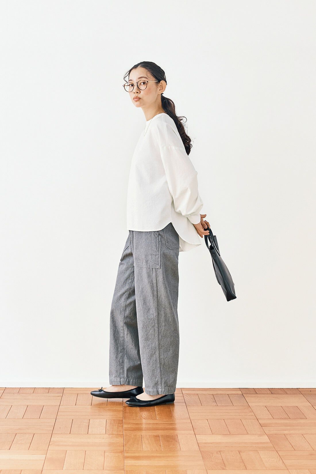and myera［アンドマイラ］|and myera 布はくの長袖Tトップス〈ホワイト〉