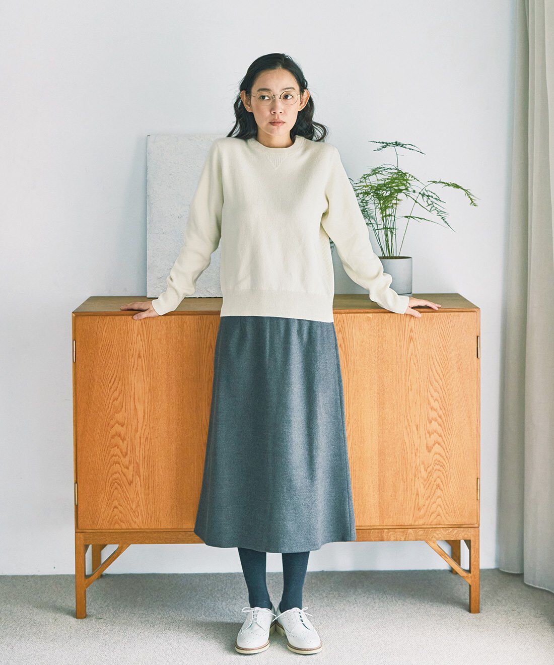 and myera|シック シンプル スカート グレーのコーディネート