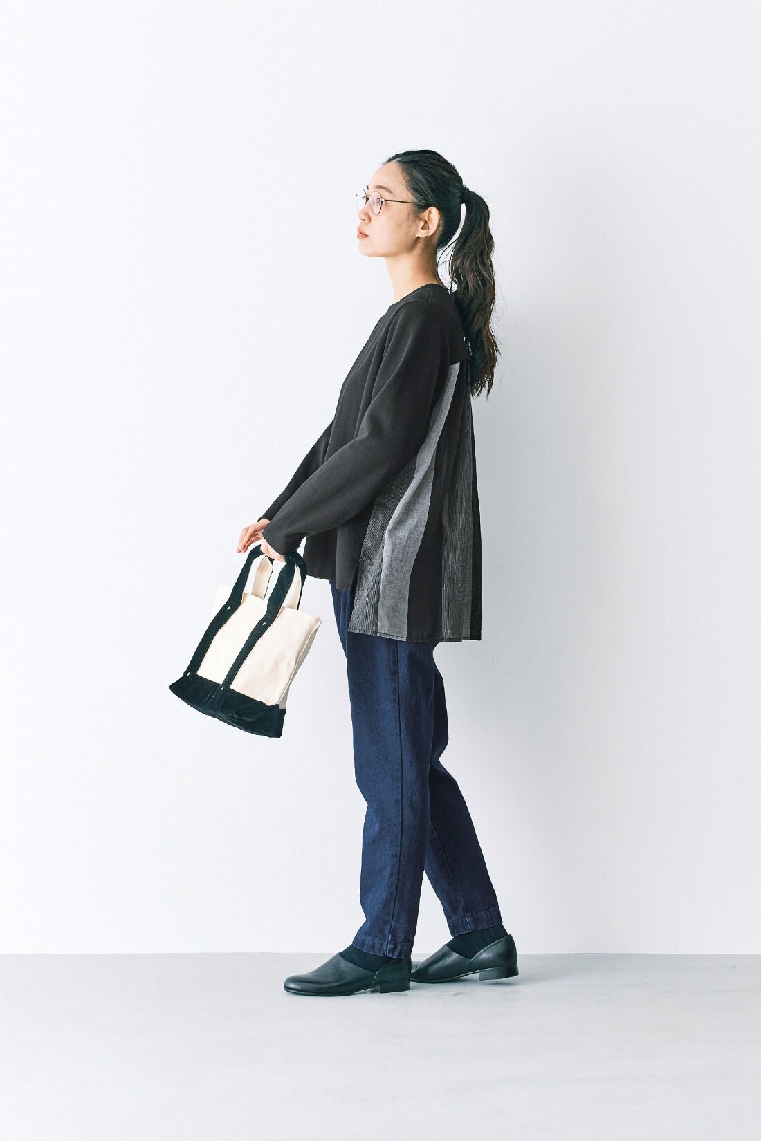 and myera|ａｎｄ　ｍｙｅｒａ　背中ストライプのコンビトップス