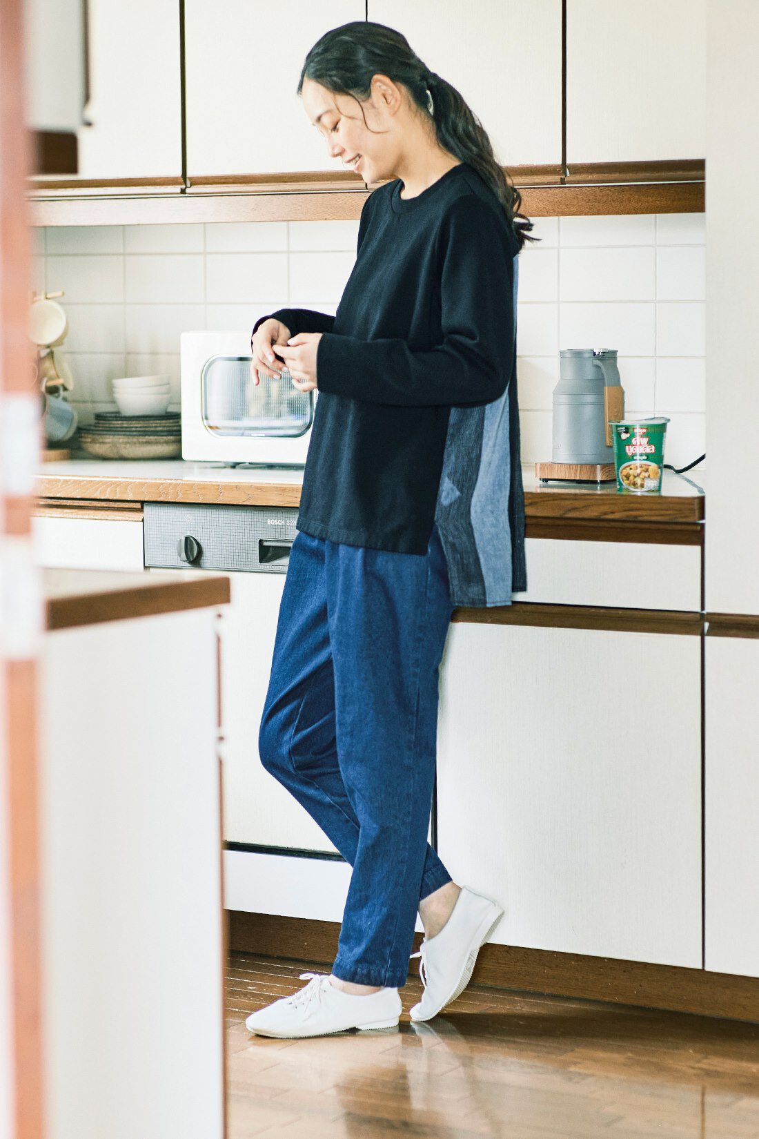 and myera|ａｎｄ　ｍｙｅｒａ　背中ストライプのコンビトップス