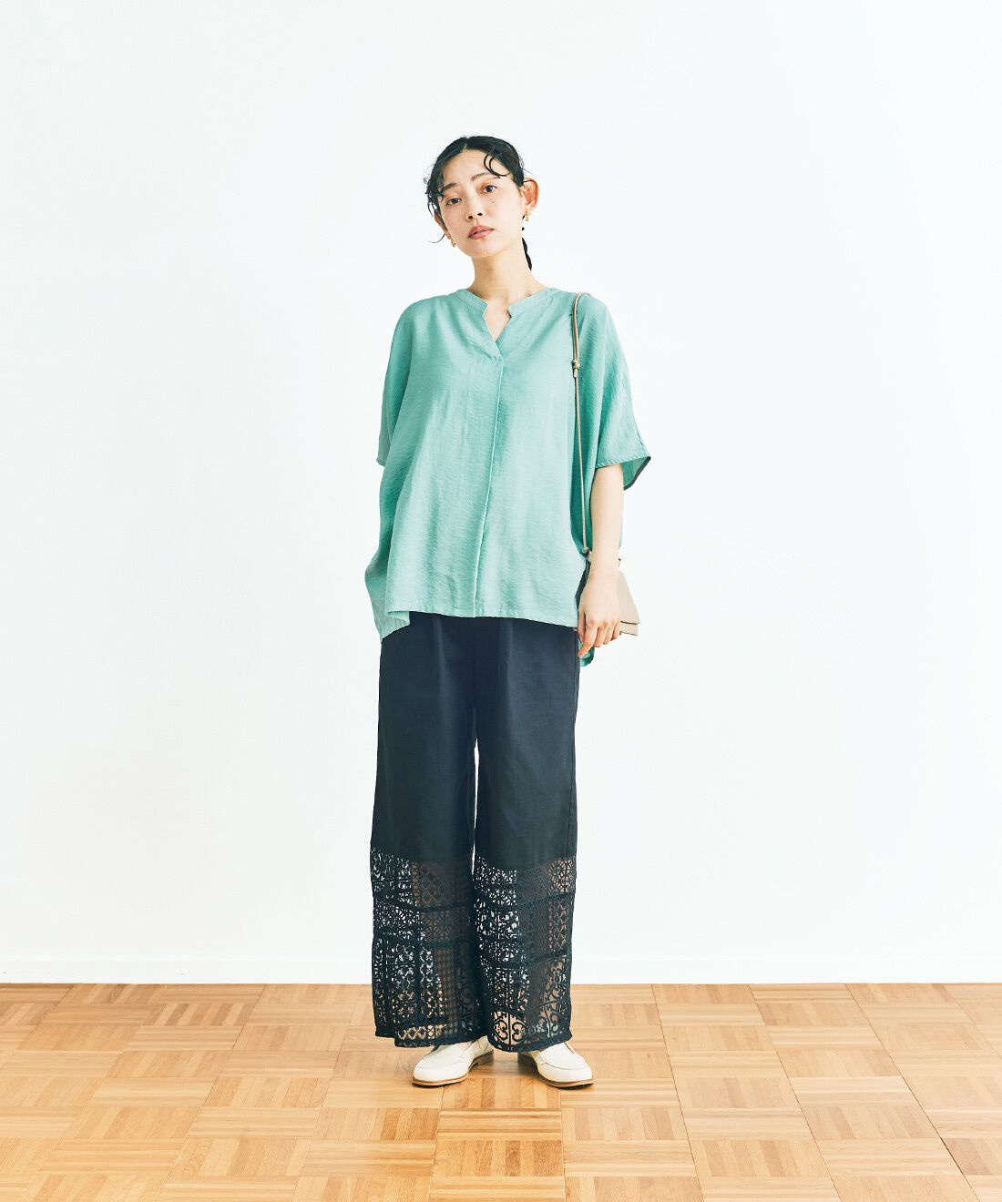 and myera［アンドマイラ］|and myera パッチワークレースパンツ〈黒〉