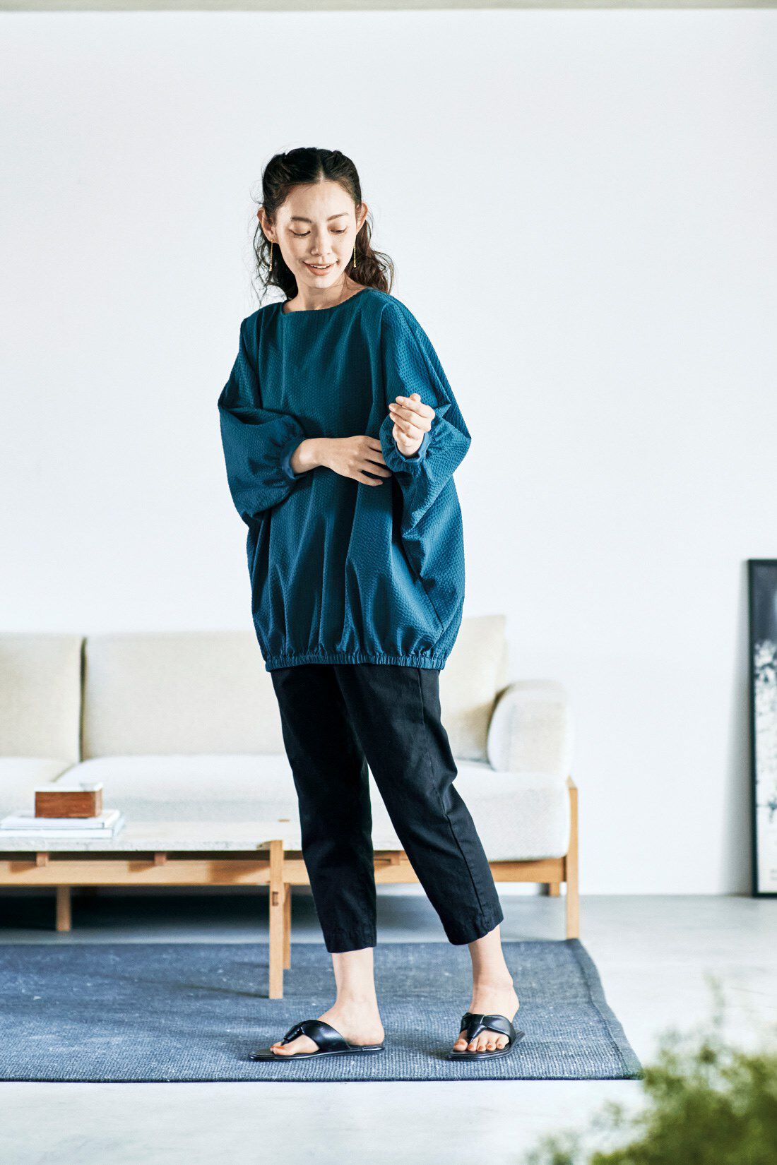 and myera［アンドマイラ］|and myera シアサッカーのワイドトップス
