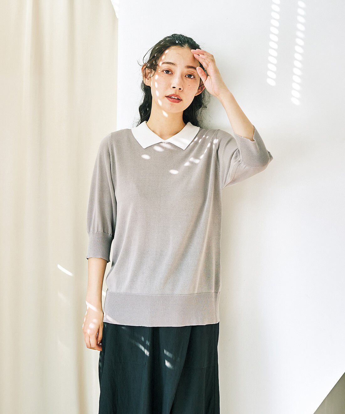 and myera|and myera クレリックニットポロシャツの会