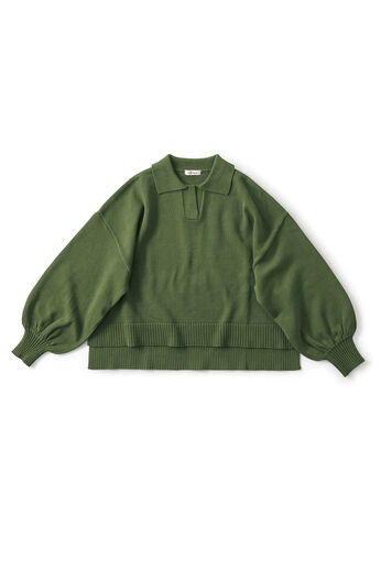 and myera | スキッパーデザイン ワイドシルエット セーター グリーン