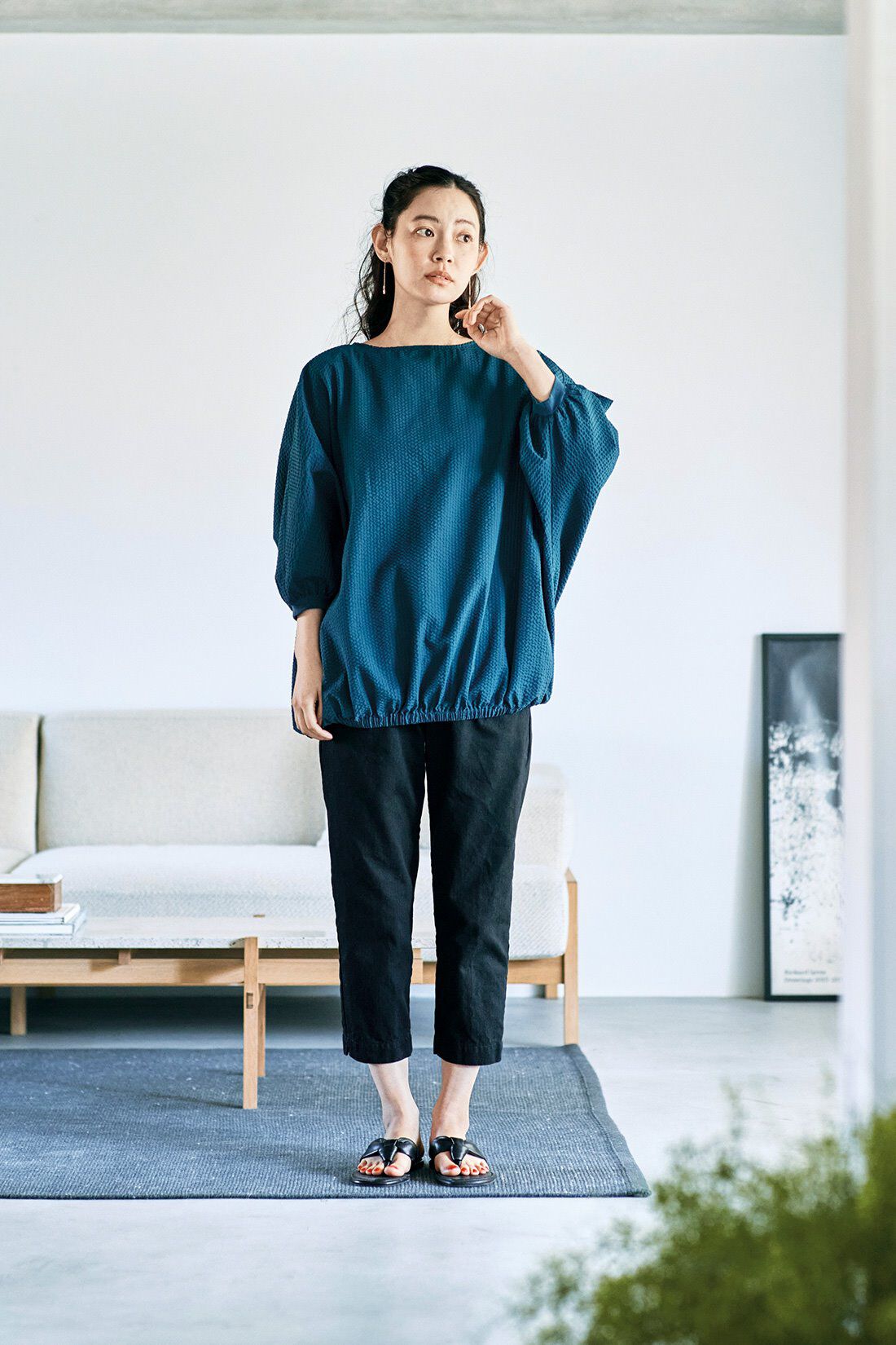 and myera［アンドマイラ］|and myera シアサッカーのワイドトップス