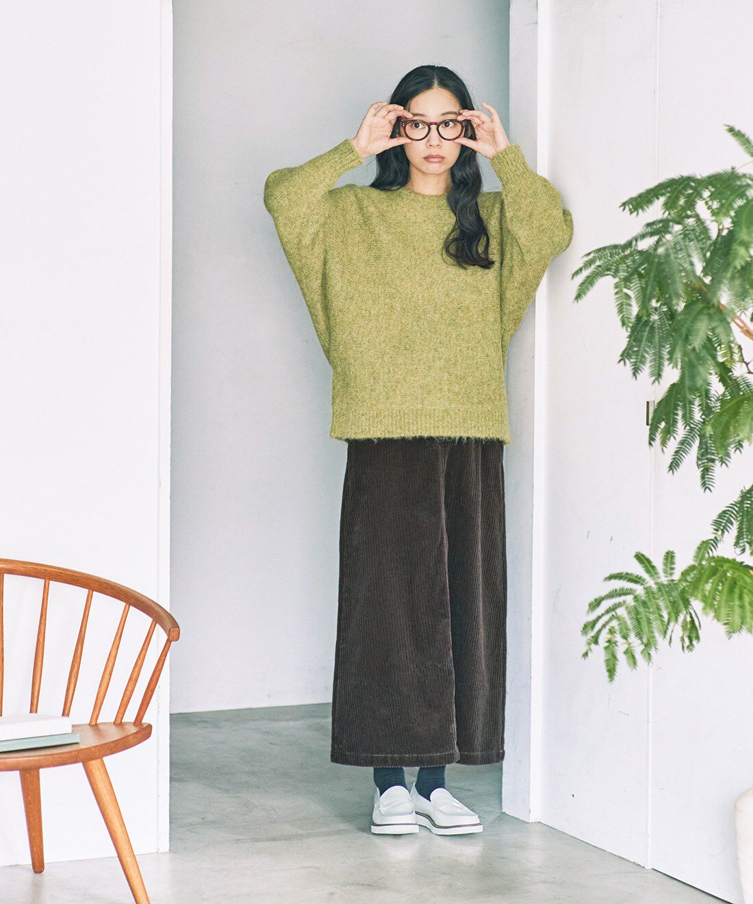 and myera|and myera マルチコールの台形スカート〈茶〉