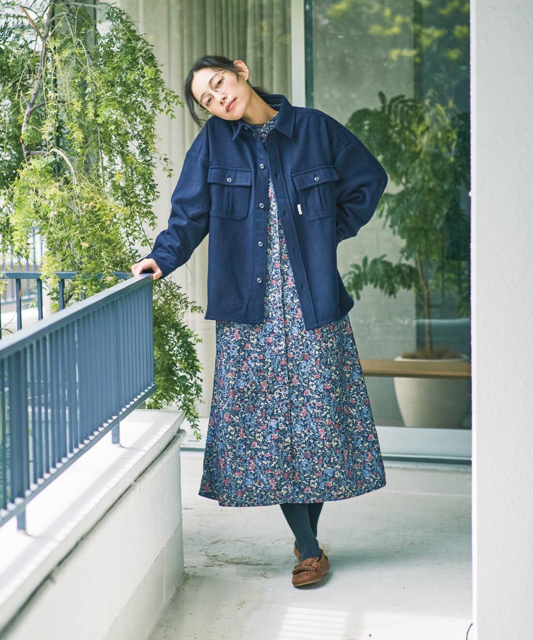 and myera［アンドマイラ］|綿100% コーデュロイ ワンピース ネイビーのコーディネート