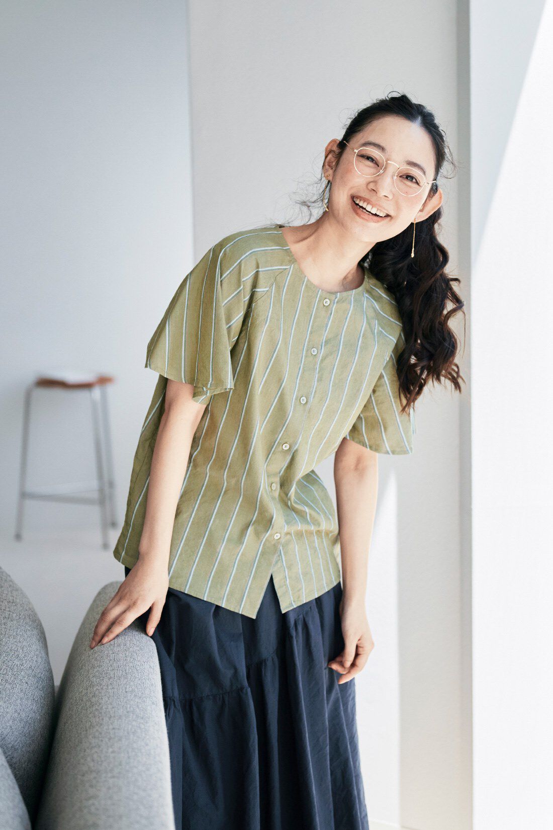 and myera［アンドマイラ］|and myera ストライプなラグランシャツの会