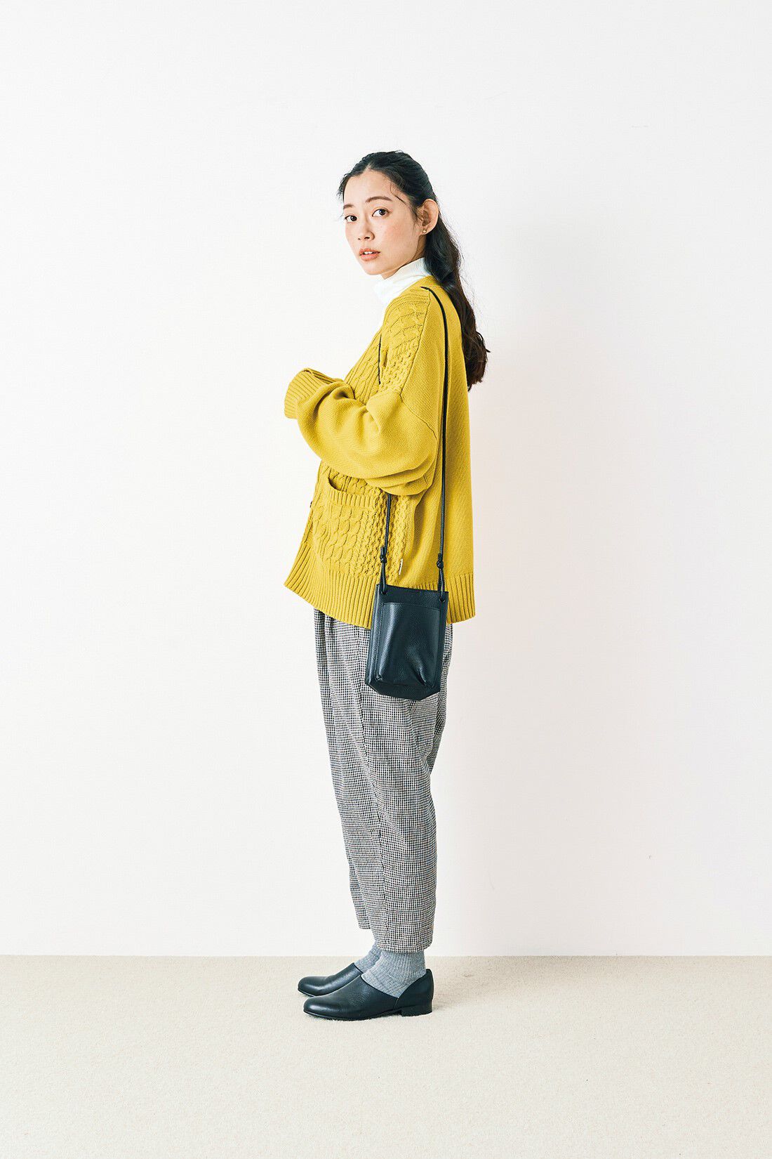 and myera 綿のアランカーディガン〈黄〉|and myera[アンド and myera 綿のアランカーディガン〈黄〉|and myera[アンド