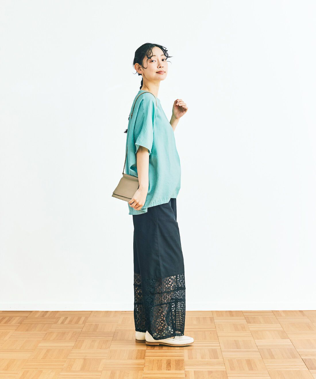 and myera［アンドマイラ］|and myera パッチワークレースパンツ〈黒〉