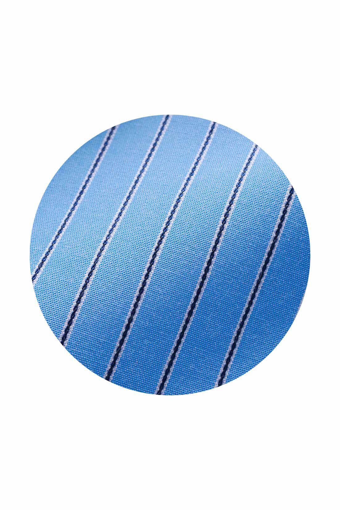 シロップ．|シロップ． リブがポイント　さらり布はくのさわやかストライプワンピース〈ソーダブルー〉|織りで柄を表現したソーダ味のアイスみたいなブルーのストライプ。