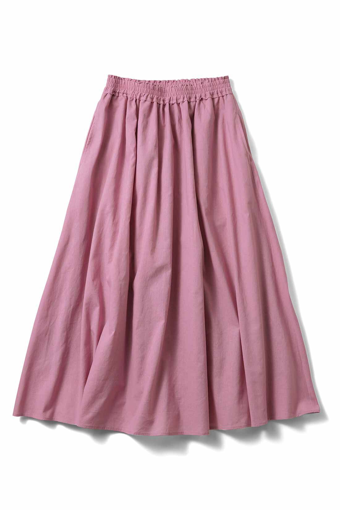 SYRUP. [シロップ．]|シロップ． アイスクリームみたいなカラーが目を引く　軽やかに揺れる綿麻スカート|〈ストロベリーミルク〉両サイドに便利なポケット付き！